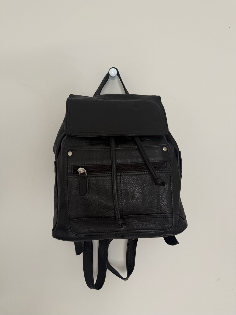 Beau Swan Spain Black Leather Backpack Purse vintage with tag